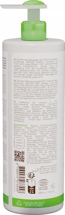 Alphanova Bebe Bio* švelnus kūdikių skalbimo gelis 2 viename 400 ml