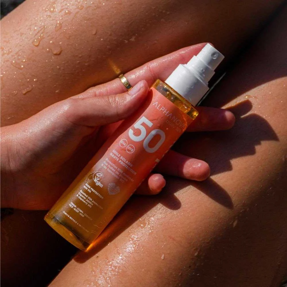 Alphanova Dieninis įdegis, švytėjimas, įdegio aliejus su SPF50, 125 ml