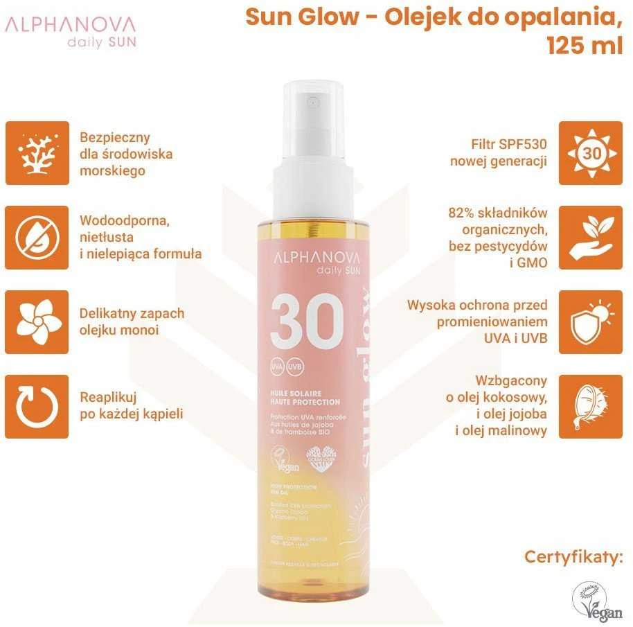 Alphanova Dieninis įdegis, švytėjimas, įdegio aliejus su SPF30, 125 ml