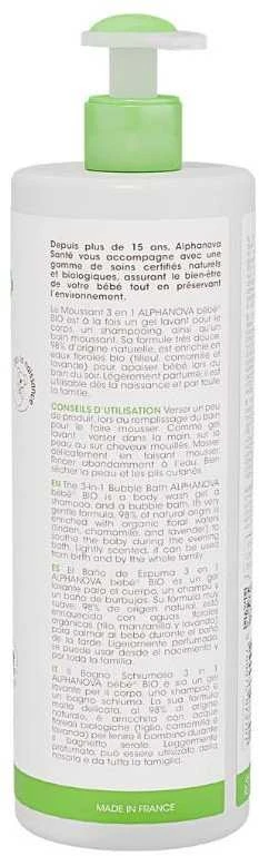 Alphanova Bebe Bio 3 in 1 švelnus kūdikių vonios skystis* 400 ml