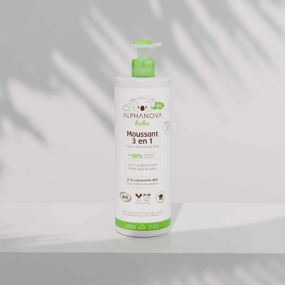 Alphanova Bebe Bio 3 in 1 švelnus kūdikių vonios skystis* 400 ml