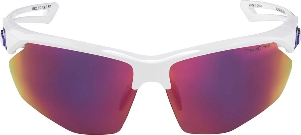 ALPINA Cycling Glasses NYLOS HR Baltas‑Violetinė Violetinė Mirror Lens Cat.3