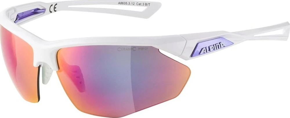 ALPINA Cycling Glasses NYLOS HR Baltas‑Violetinė Violetinė Mirror Lens Cat.3