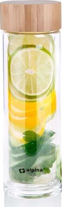 Gertuvė Alpina - Dvigubos sienelės termo stiklinis butelis 450 ml