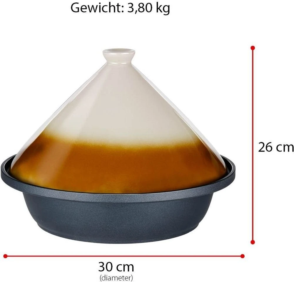 Alpina - Tajine troškinys puodas su keraminiu kūginiu dangčiu 30x25 cm 2,5 l