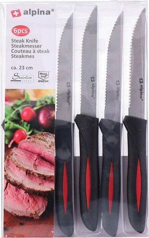 Alpina - INOX stainless steel steak peilis set 23 cm 6 pcs. (juodas)