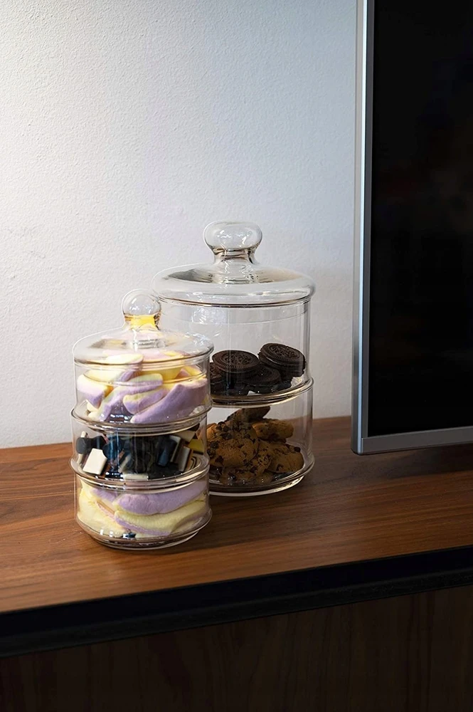 Alpina - Glass container / jar for sweets, 2 levels, 16x28 cm
