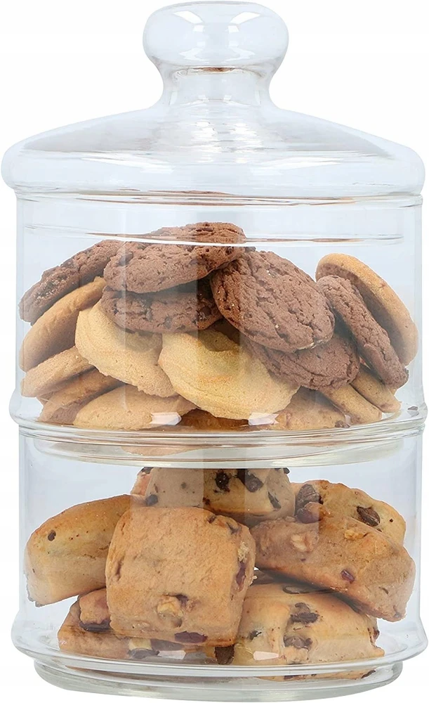 Alpina - Glass container / jar for sweets, 2 levels, 16x28 cm