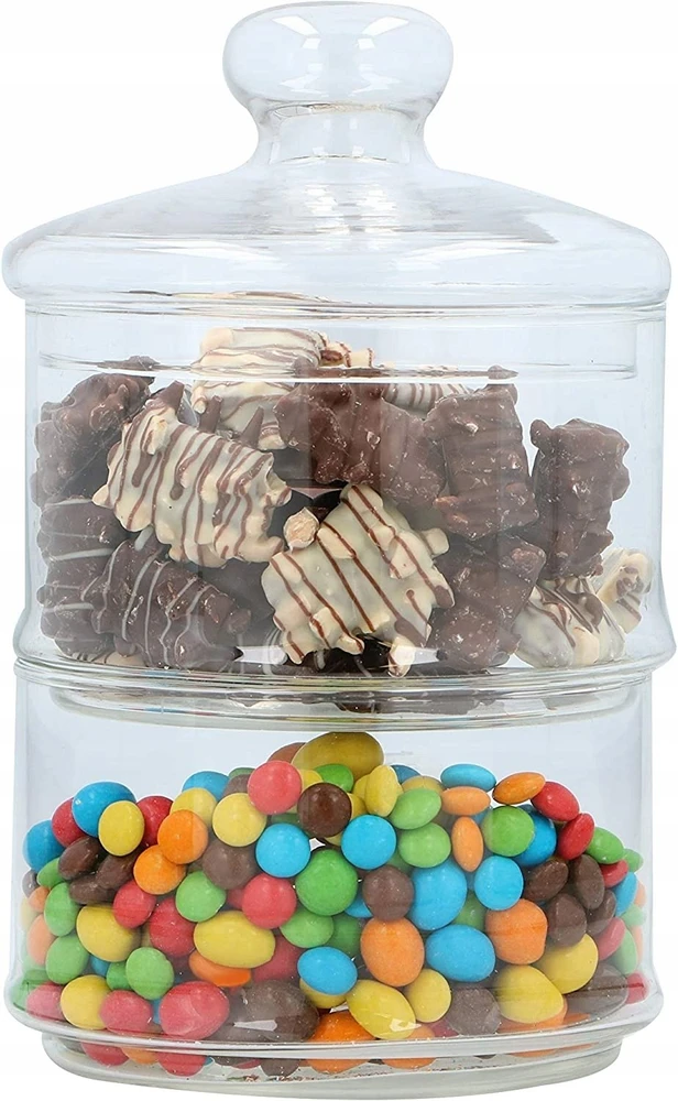 Alpina - Glass container / jar for sweets, 2 levels, 16x28 cm