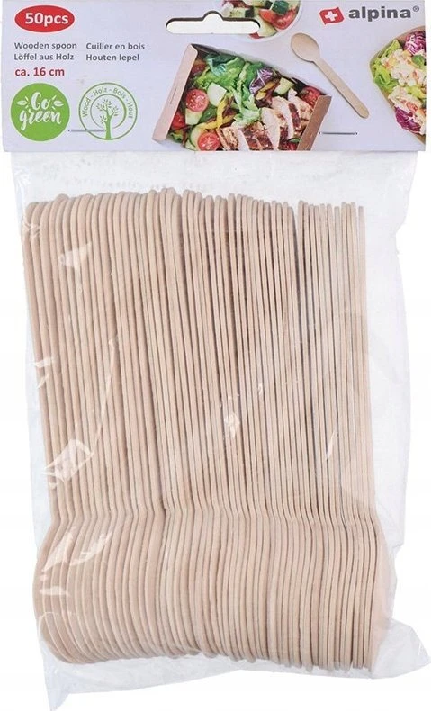 Alpina - Disposable wooden spoons 16 cm 50 pcs