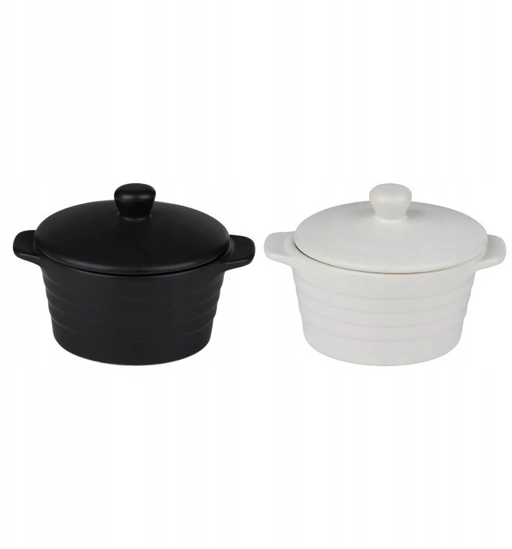Alpina - Ceramic ovenproof dish with lid, round, 13x10 cm, 210 ml (juodas)