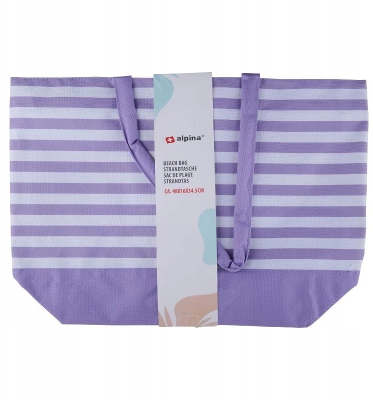 Alpina - Striped Beach Bag 49.3x16x34 cm (Violetinė / Baltas)