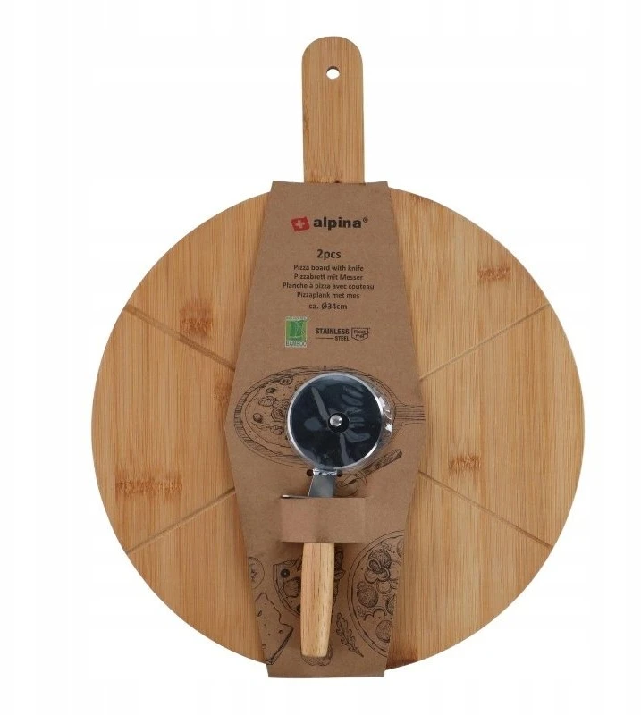 Alpina - Pizza serving set, 34 cm board + peilis