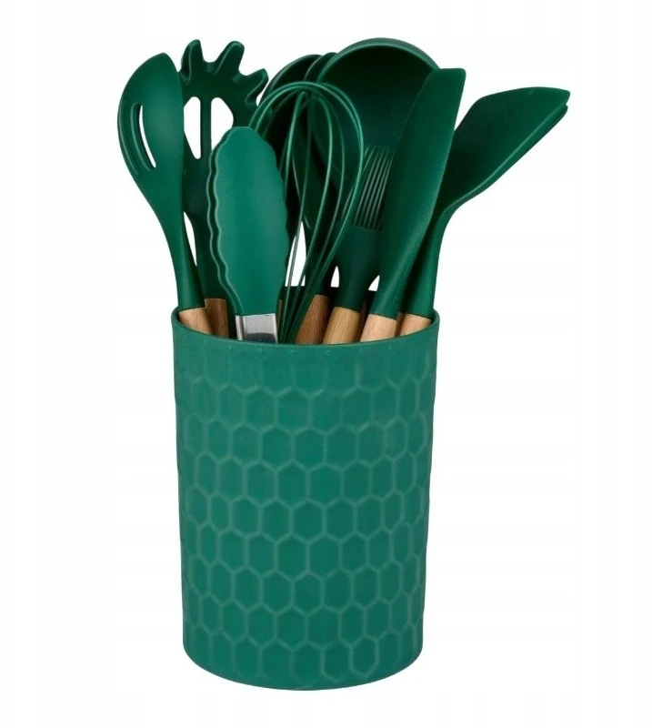 Alpina - Set of silicone kitchen utensils with a stand, 12 pieces