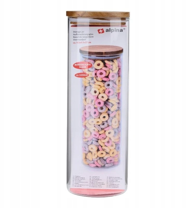 Alpina - stiklinis maisto indas su dangteliu, 1650 ml