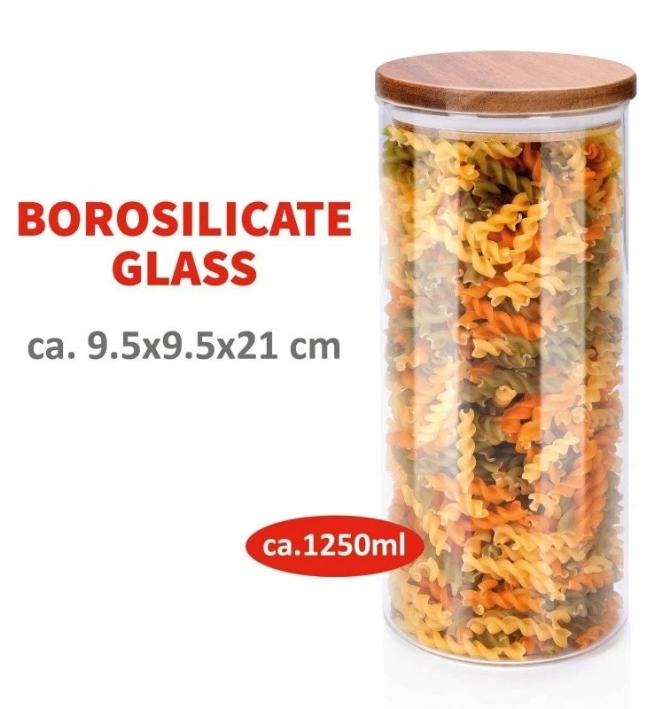 Alpina - Glass Jar/Storage Container with Lid 1250 ml 9.5 x 21 cm