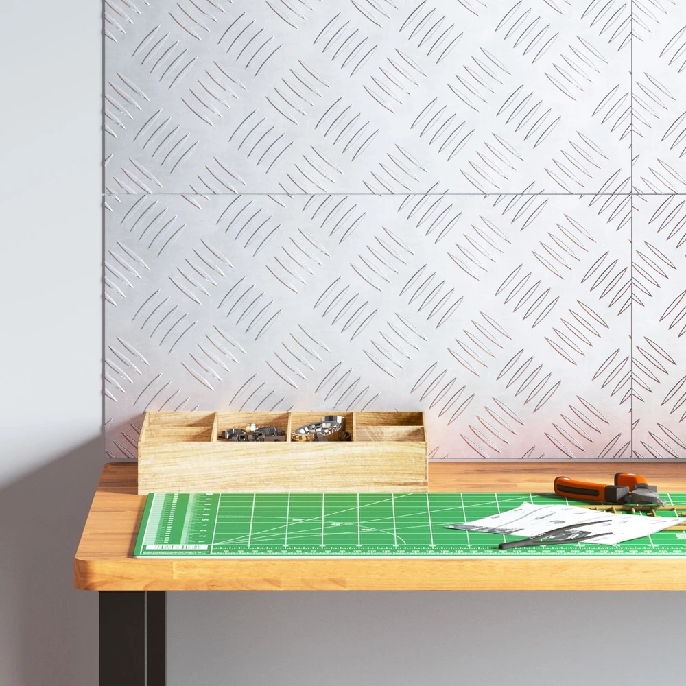 Laiptų danga 4 vnt. 50 x 25 cm Sidabro Aliuminis Stačiakampio