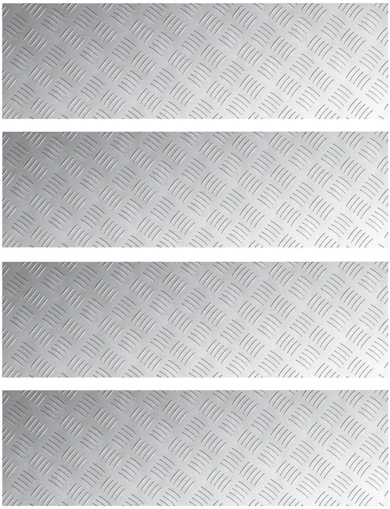 Laiptų danga 4 vnt. 100 x 30 cm Sidabro Aliuminis Stačiakampio