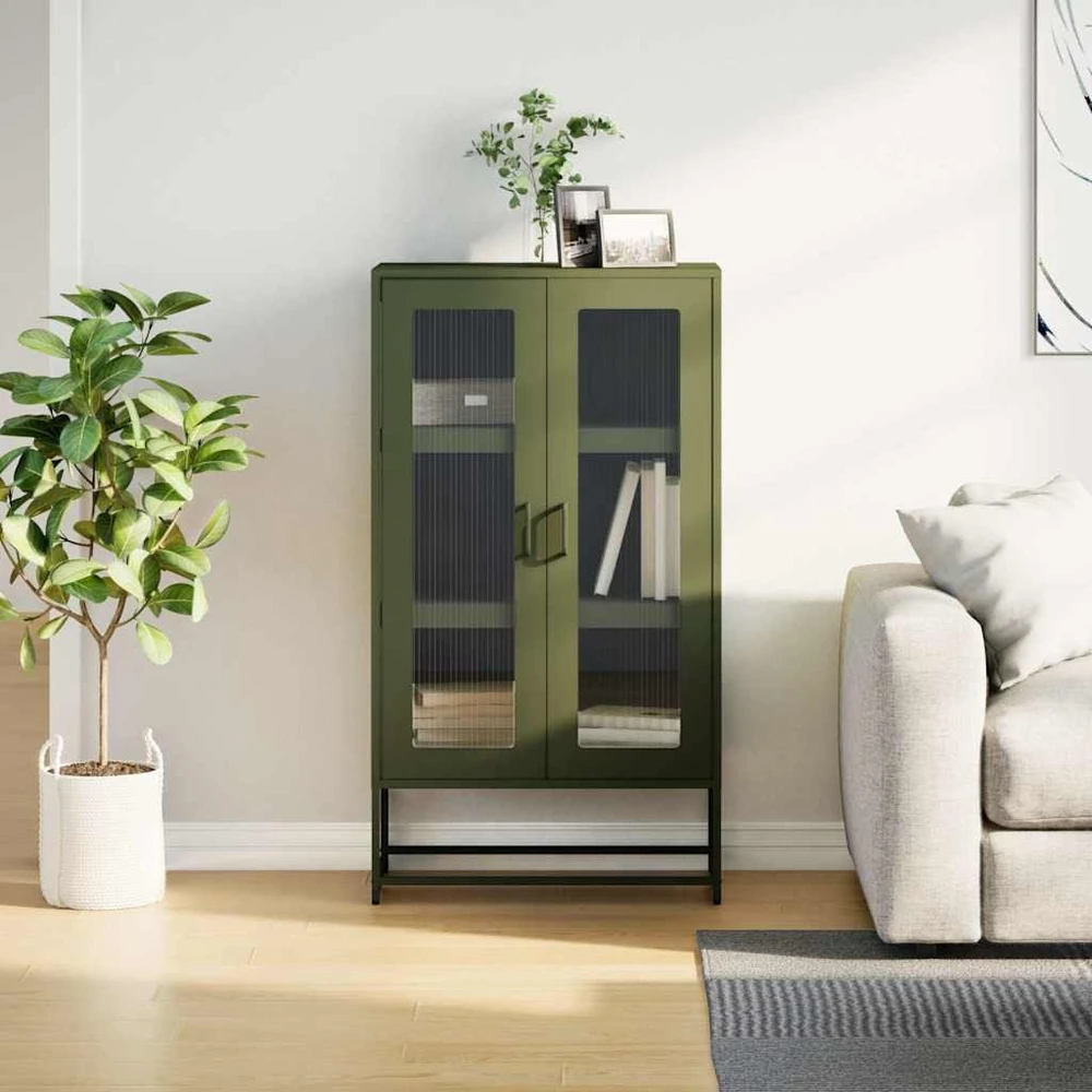 Highboard Olive Žalias 68x39x123 cm Plienas