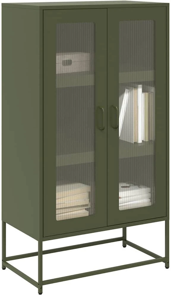 Highboard Olive Žalias 68x39x123 cm Plienas