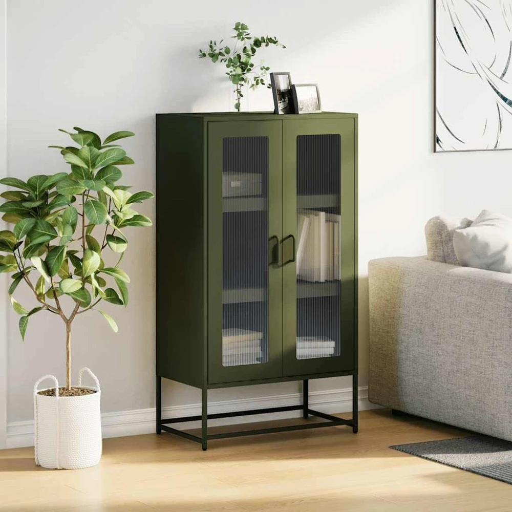 Highboard Olive Žalias 68x39x123 cm Plienas