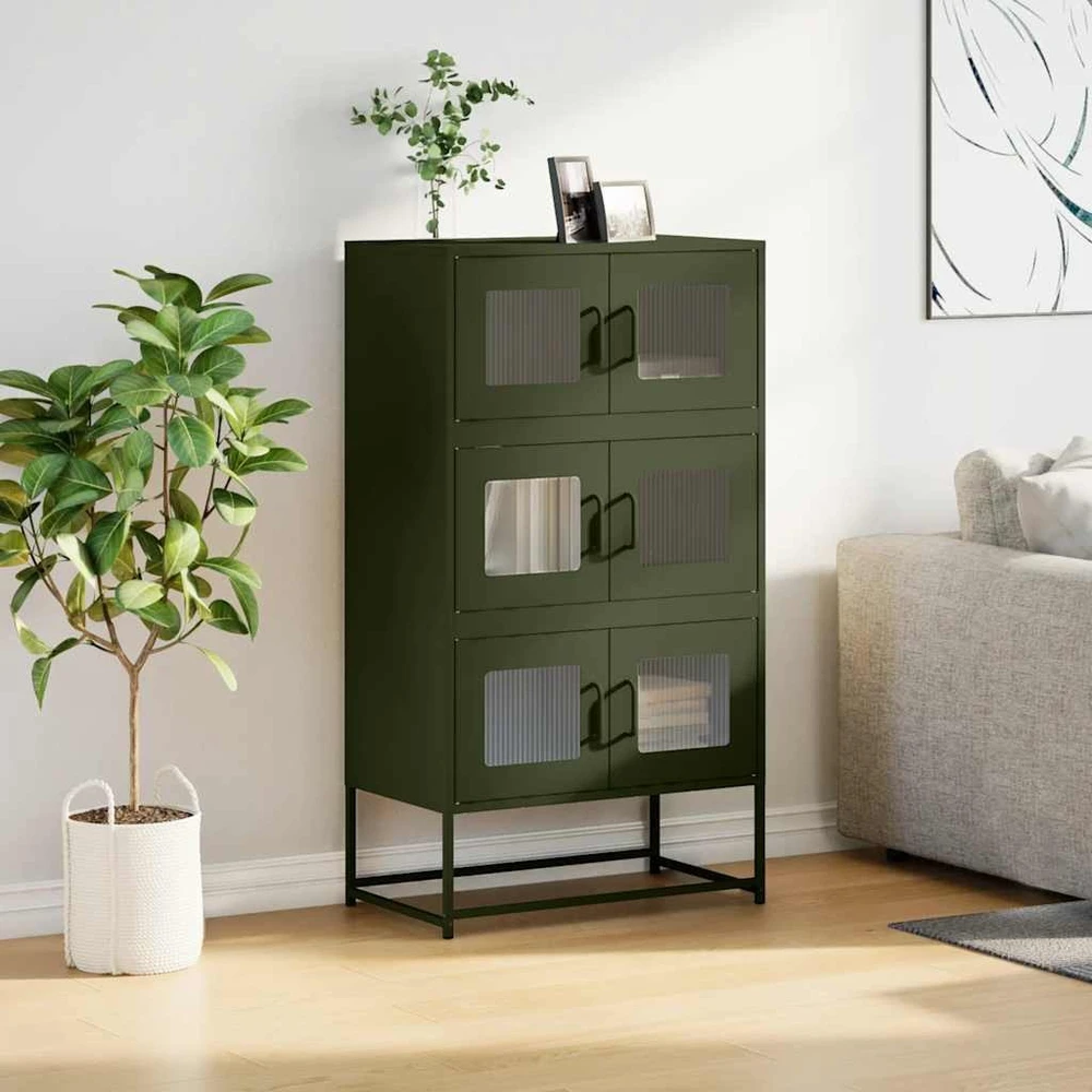 Highboard Olive Žalias 68x39x123 cm Plienas