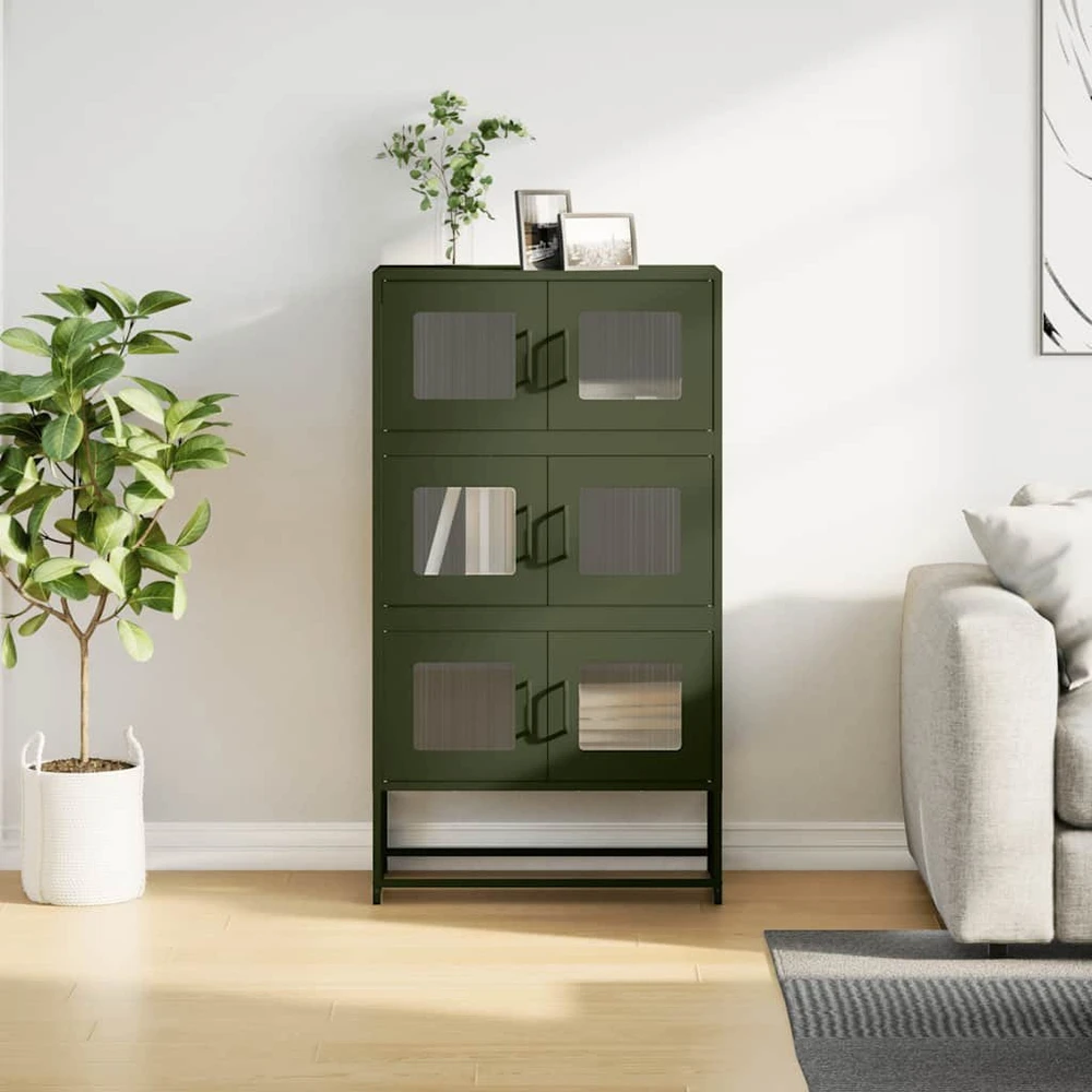 Highboard Olive Žalias 68x39x123 cm Plienas