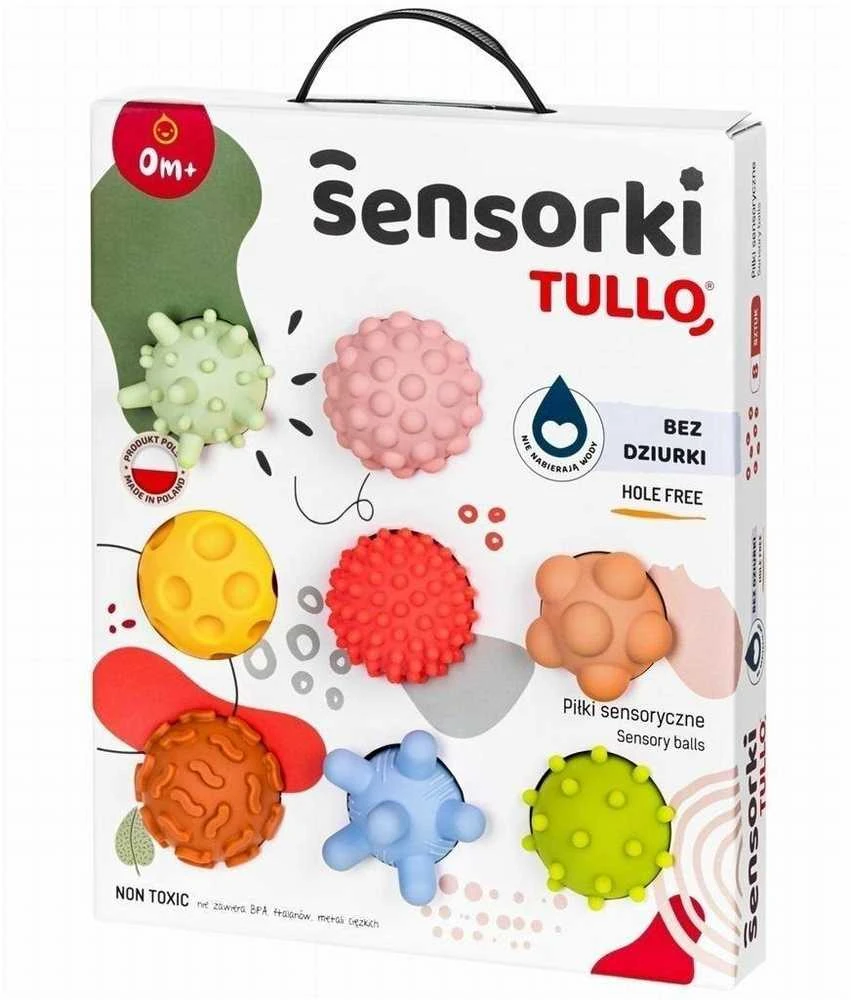 AM Tullo Sensoriniai kamuoliukai be skylučių TULLO pasteliniai, 8 vnt.
