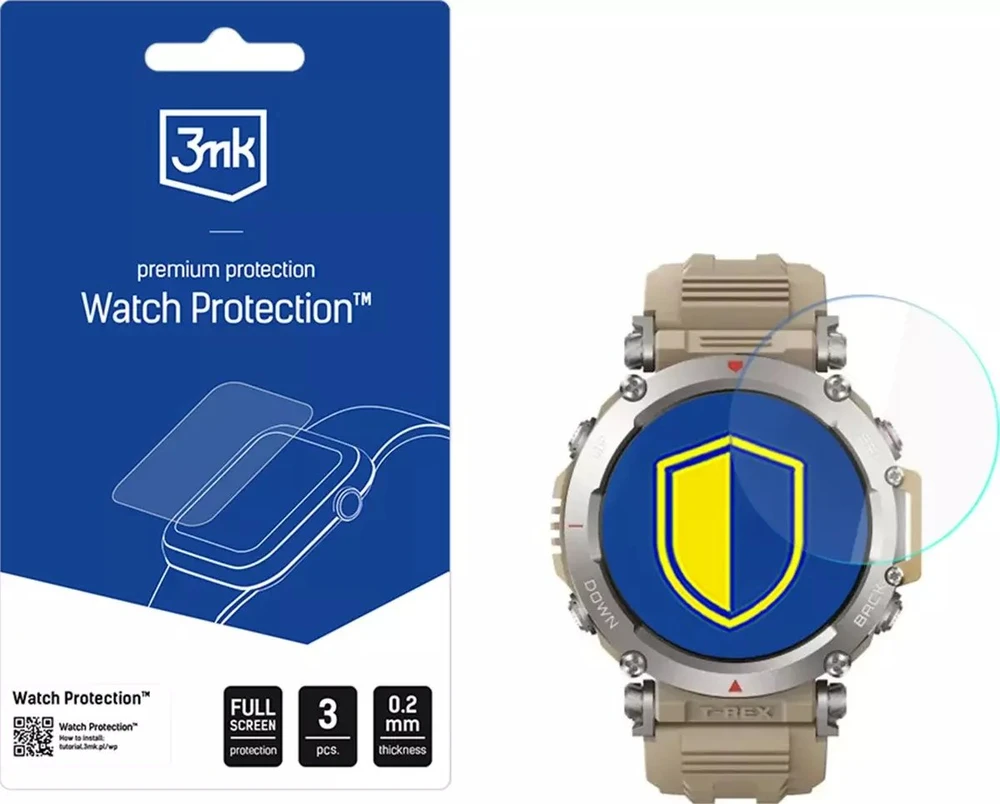 3Mk apsauginis hibridinis stiklas 3mk išmaniojo laikrodžio ekranui. Laikrodžio apsauga „FlexibleGlass“, skirtas „Amazfit T-Rex Ultra“.