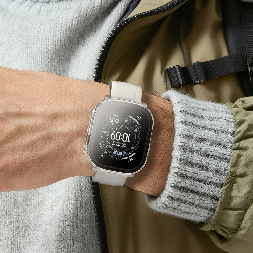 „AmazingThing Radix“ stiklinė ekrano apsauga su dėklu, skirtu „Apple Watch UItra 3“ 49 mm – skaidrus
