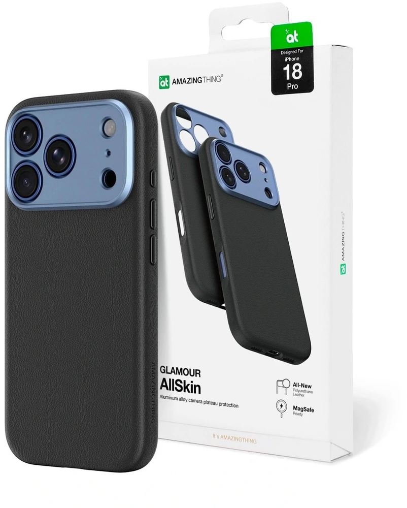 AmazingThing Glamour AllSkin iPhone 18 Pro dėklas su fotoaparato dangteliu, suderinamas su MagSafe – mėlyna