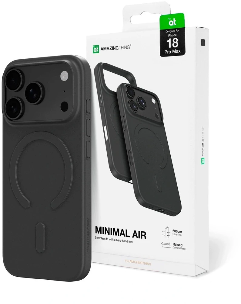 AmazingThing Minimal Air dėklas iPhone 18 Pro Max, suderinamas su MagSafe - Juodas
