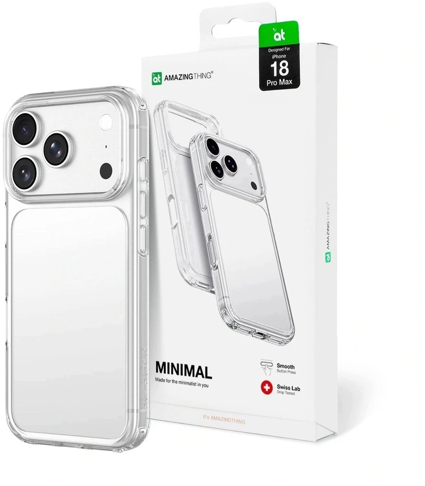 AmazingThing Minimal Drop Proof dėklas su 3 objektyvų apsauga iPhone 18 Pro Max - Skaidrus