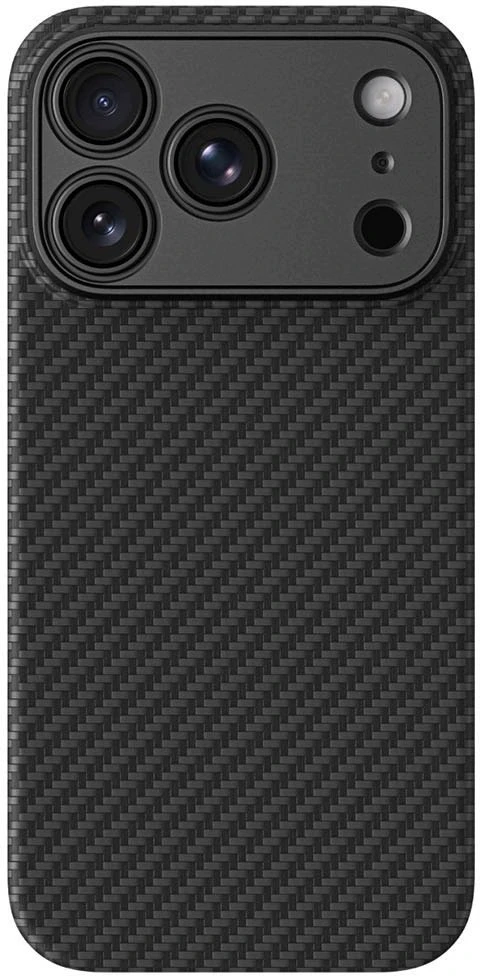 Objektyvas AmazingThing Titan Max objektyvo dėklas iPhone 18 Pro telefonui, pagamintas iš aramido pluošto su fotoaparato dangteliu, suderinamas su MagSafe - Juodas
