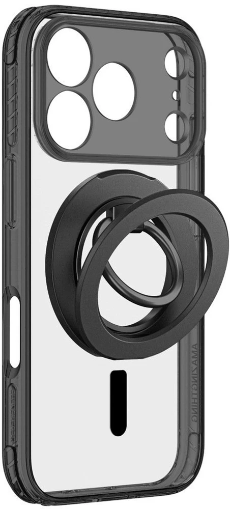 AmazingThing Titan Pro objektyvo žiedų rinkinio dėklas iPhone 18 Pro Max su kameros dangteliu ir magnetiniu žiedu, suderinamas su MagSafe – Juodas