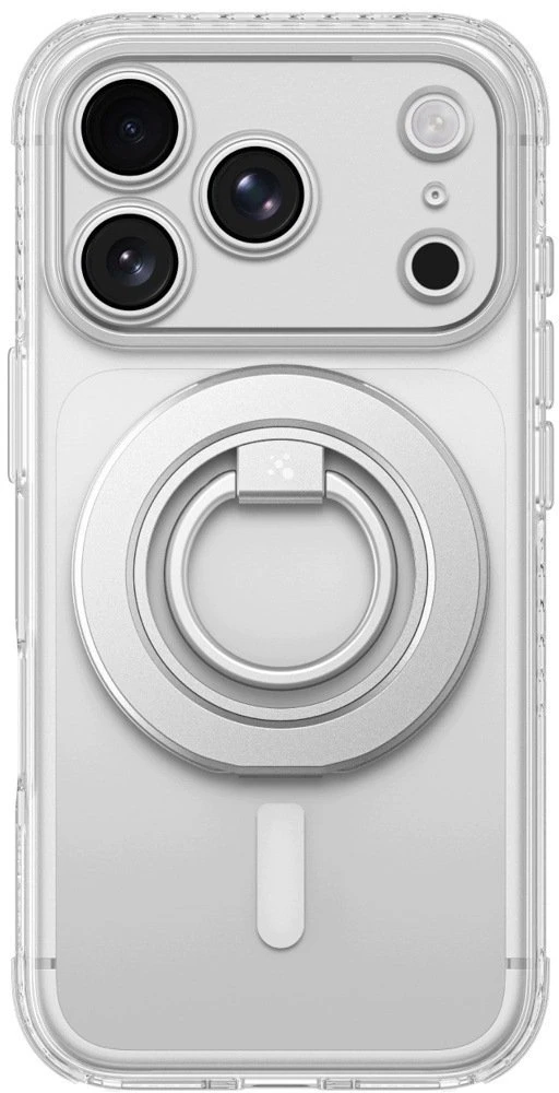 AmazingThing Titan Pro objektyvo žiedų rinkinio dėklas iPhone 18 Pro su fotoaparato dangteliu ir magnetiniu žiedu, suderinamas su MagSafe – permatomas
