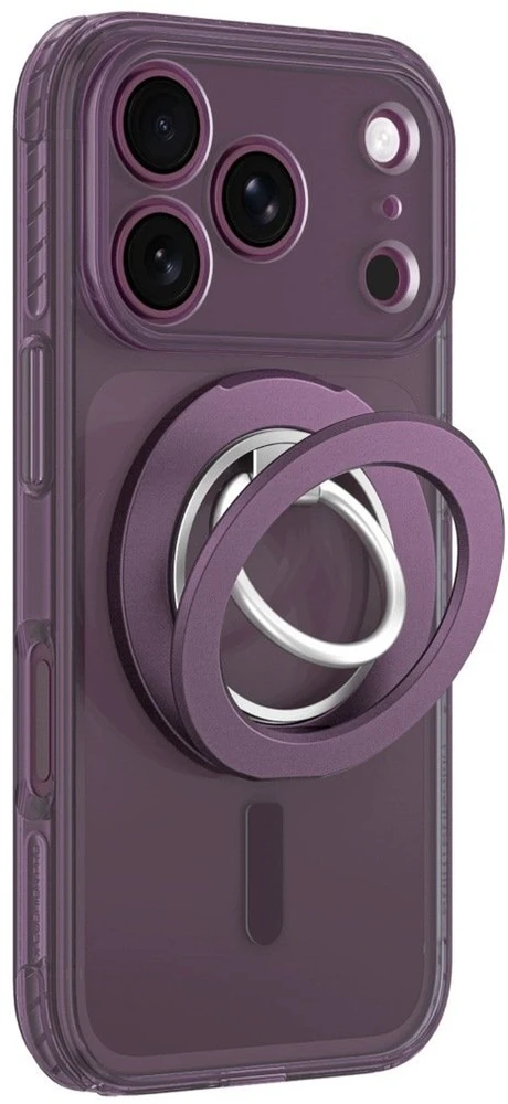 AmazingThing Titan Pro objektyvo žiedų rinkinio dėklas iPhone 18 Pro su fotoaparato dangteliu ir magnetiniu žiedu, suderinamas su MagSafe – Violetinė