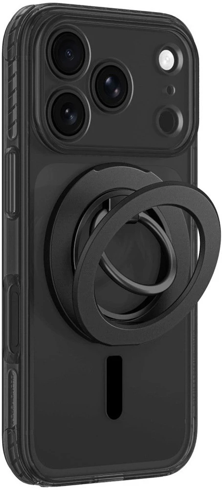 AmazingThing Titan Pro objektyvo žiedų rinkinio dėklas iPhone 18 Pro Max su kameros dangteliu ir magnetiniu žiedu, suderinamas su MagSafe – Juodas