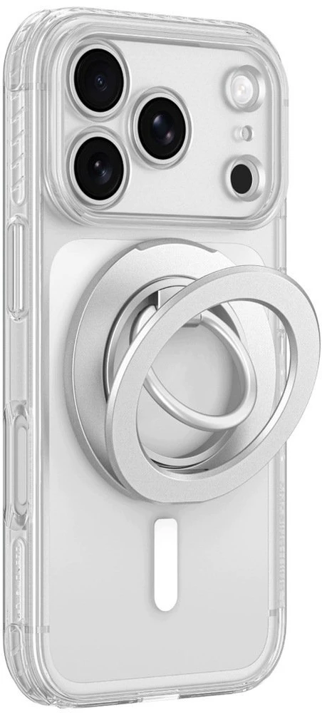 AmazingThing Titan Pro objektyvo žiedų rinkinio dėklas iPhone 18 Pro su fotoaparato dangteliu ir magnetiniu žiedu, suderinamas su MagSafe – permatomas
