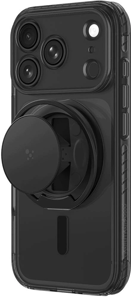 Objektyvas AmazingThing Titan Pro Pop objektyvo dėklas iPhone 18 Pro Max su kameros dangteliu, laikikliu ir stovu, suderinamas su MagSafe – juodas