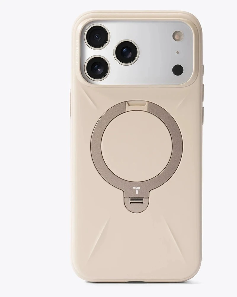Dėklas Torras Ostand Q3 silikoninis dėklas, dykumos aukso spalva – iPhone 17 Pro