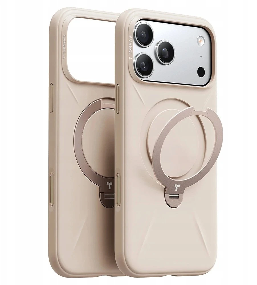 Dėklas Torras Ostand Q3 silikoninis dėklas, dykumos aukso spalva – iPhone 17 Pro
