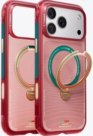 Dėklas „Torras Ostand Q3 Air World Cup Limited“, raudonas – „Apple iPhone 17 Pro Max“
