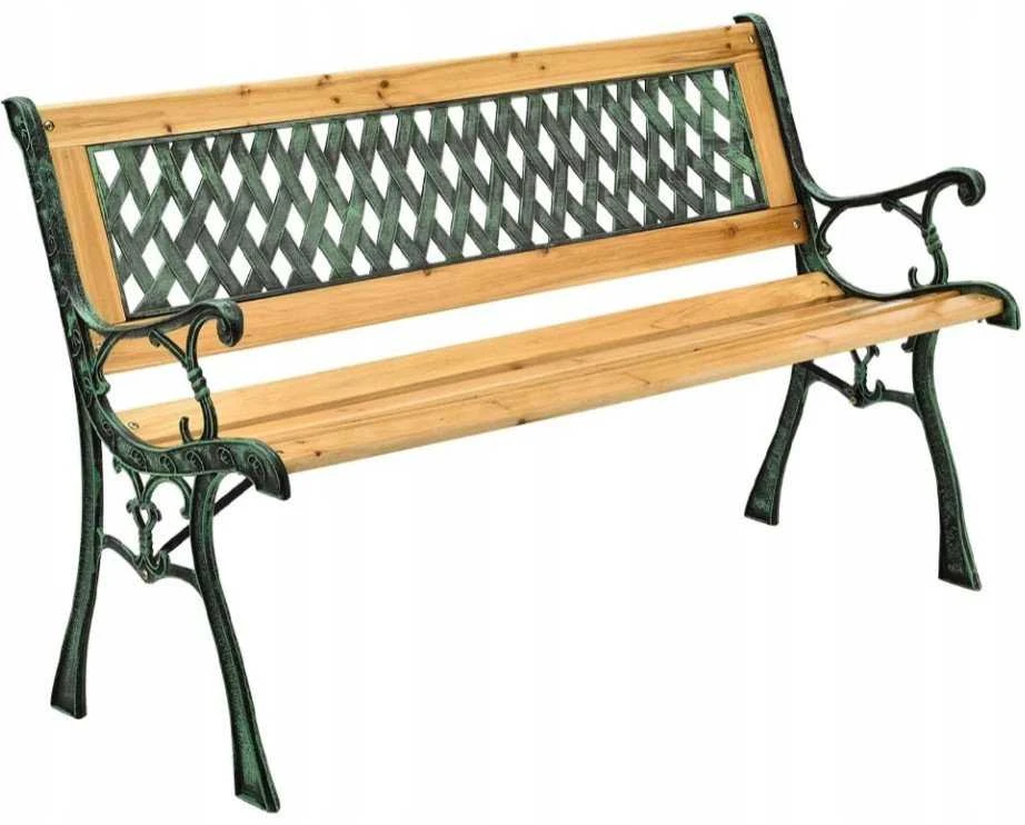 Sodas suoliukas Lean iš tuopos medienos ir metalo, 125 cm