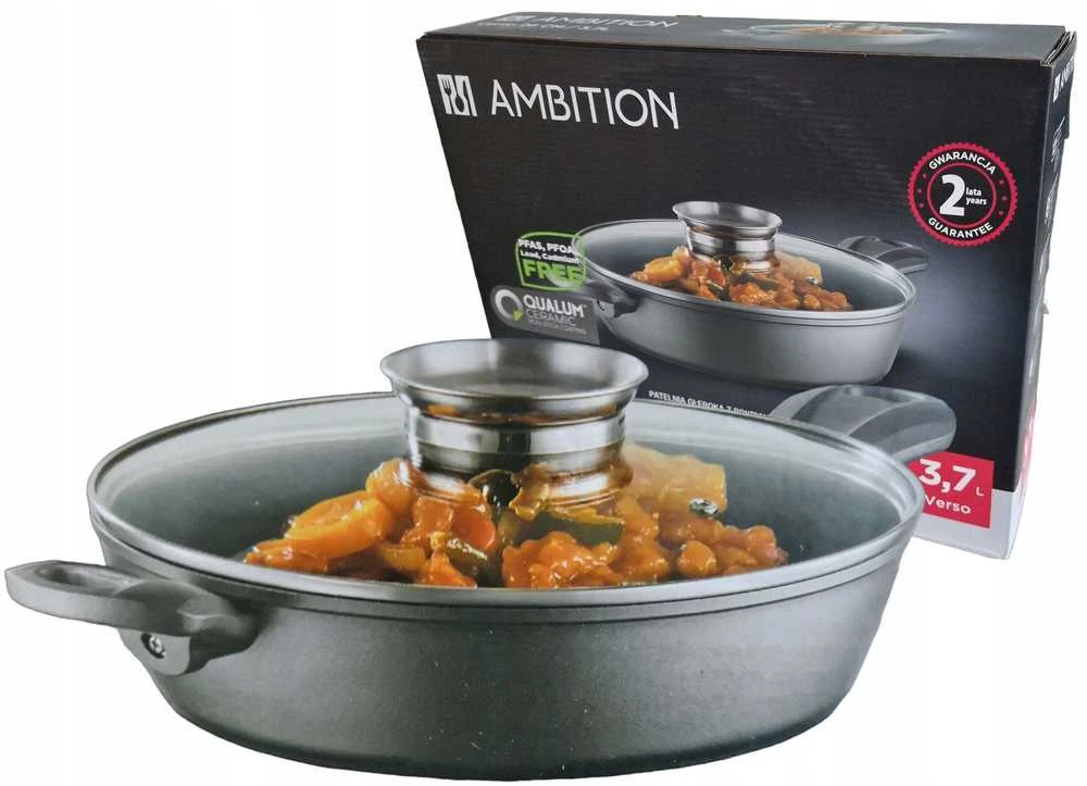 Keptuvė gili su powłoką Qualum Ceramic Verso 28 cm AMBITION