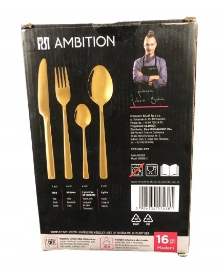 Madeni stalo įrankių rinkinys 16 vnt auksinė AMBITION