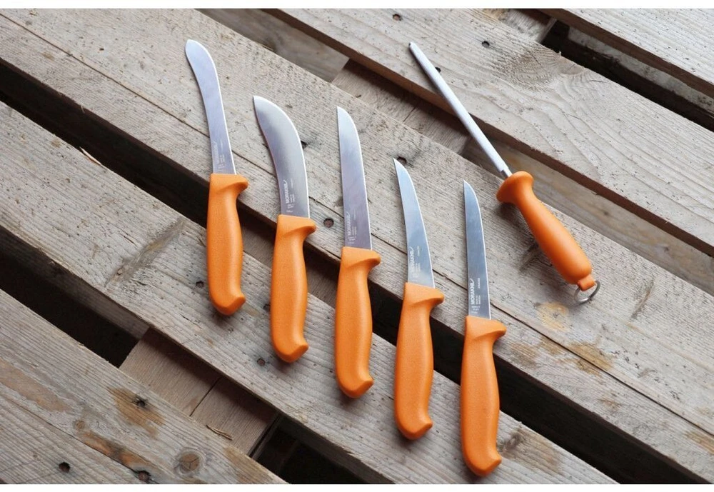 Ambrogio Sanelli Morakniv Hunting lenktas iškaulinimo peilis, oranžinis, nerūdijantis plienas
