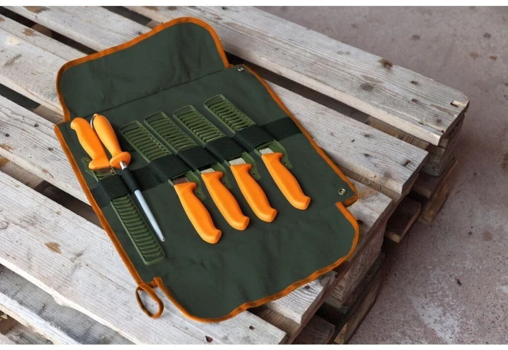 Ambrogio Sanelli Morakniv Hunting lenktas iškaulinimo peilis, oranžinis, nerūdijantis plienas