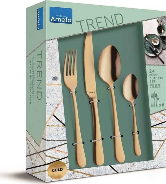 Amefa Amefa 1410 Trend stalo įrankių rinkinys, 24 vnt, rinkinys 6 žmonėms, auksinis