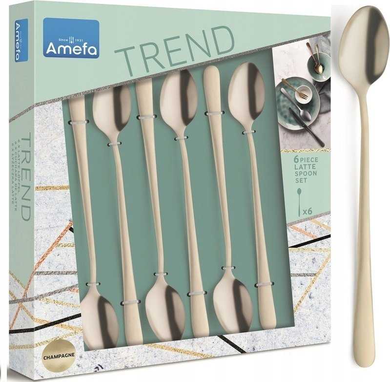 Amefa Amefa Austin 1410 - 6 arbatiniai šaukšteliai su ledu madingoje dėžutėje - šampano spalvos